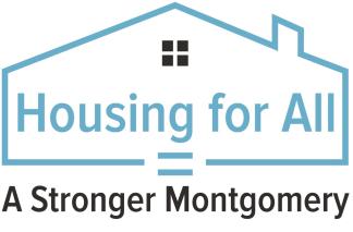 Logo depicting a picture of a house along with the words Housing for All = A Stronger Montgomery