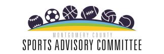 Logo of the Montgomery County Sports Advisory Committee, depicting six types of balls used in sports