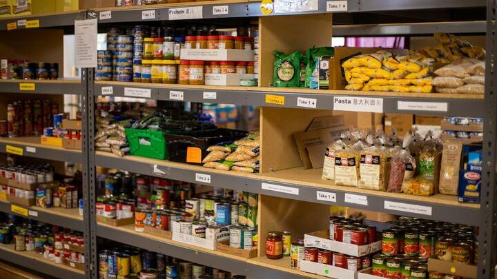 Photo of shelves in the food pantry