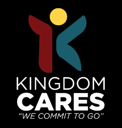 Logo of Kingdom Cares, including the motto We Commit to Go