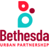 Bethesda Urban Partnership logo, white background with red text