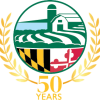 Logo of the Maryland Department of Agriculture, showing a pastoral scene and the words "50 years"