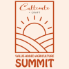 Logo of the Cultivate + Craft Value-Added Agriculture Summit, showing the sun behind two hills