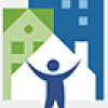 Logo of the Department of Housing and Community Affairs, showing a person standing in front of what appear to be a house and two apartment buildings